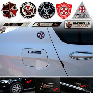 UMBRELLA CORPORATION อลูมิเนียมโลหะสติกเกอร์รถ Trunk Fender ป้ายสัญลักษณ์สติกเกอร์ Resident Evil รถยนต์ดัดแปลง Decal