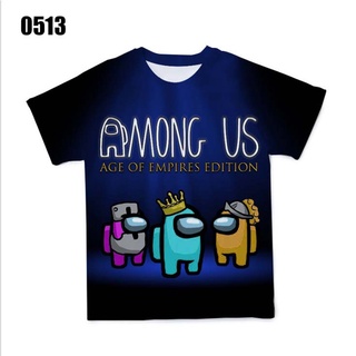 เสื้อยืดคอกลมแขนสั้นพิมพ์ลาย Among Us 3 มิติสําหรับเด็ก