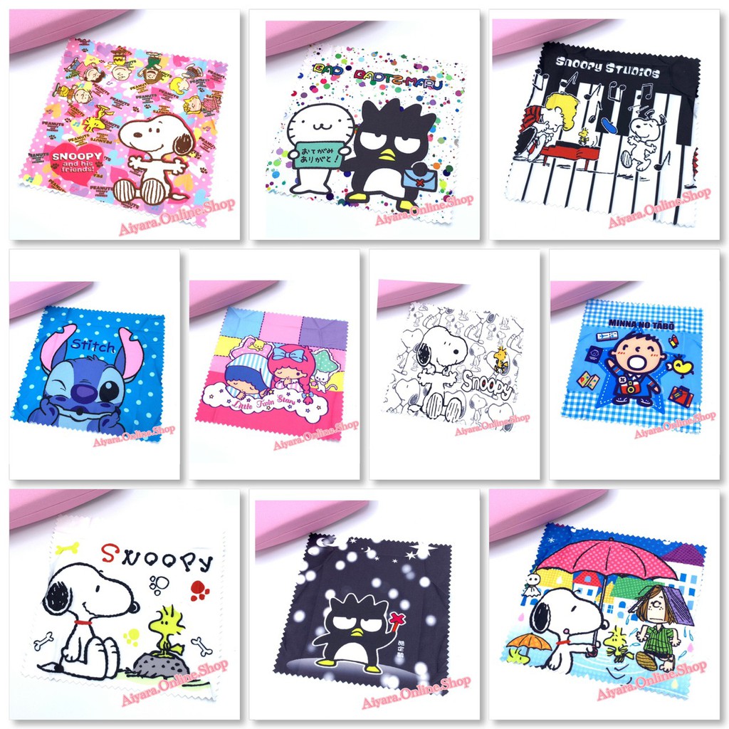 พร้อมส่ง Sanrioแท้ ผ้าเช็ดแว่นไมโครไฟเบอร์ ผ้าเช็ดแว่นตาแท้Sanrio เช็ดเลนส์กล้อง จอโทรศัพท์ กระจกเงา เครื่องประดับ