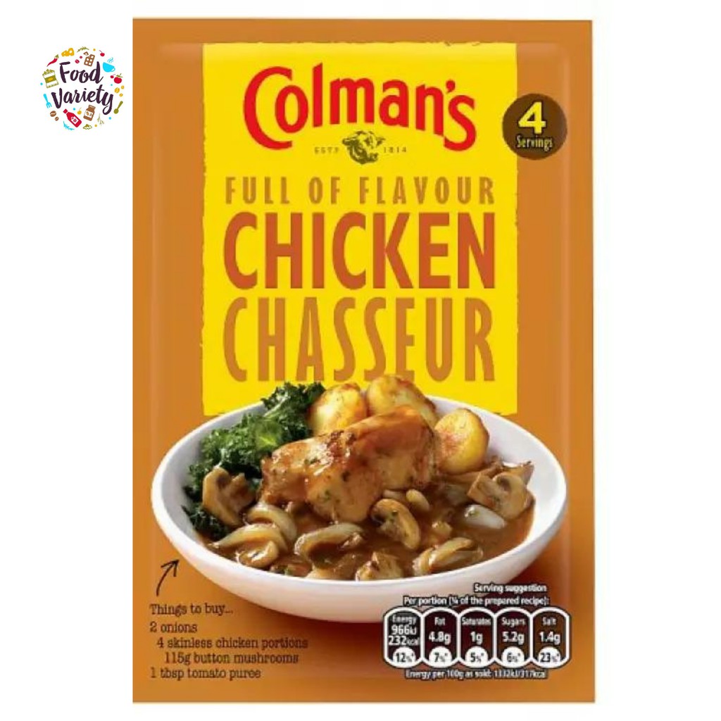 Colman's Chicken Chasseur Sauce Mix 43g โคลแมนส์ ซอสผงสำหรับทำไก่เชสเสอร์ 43g