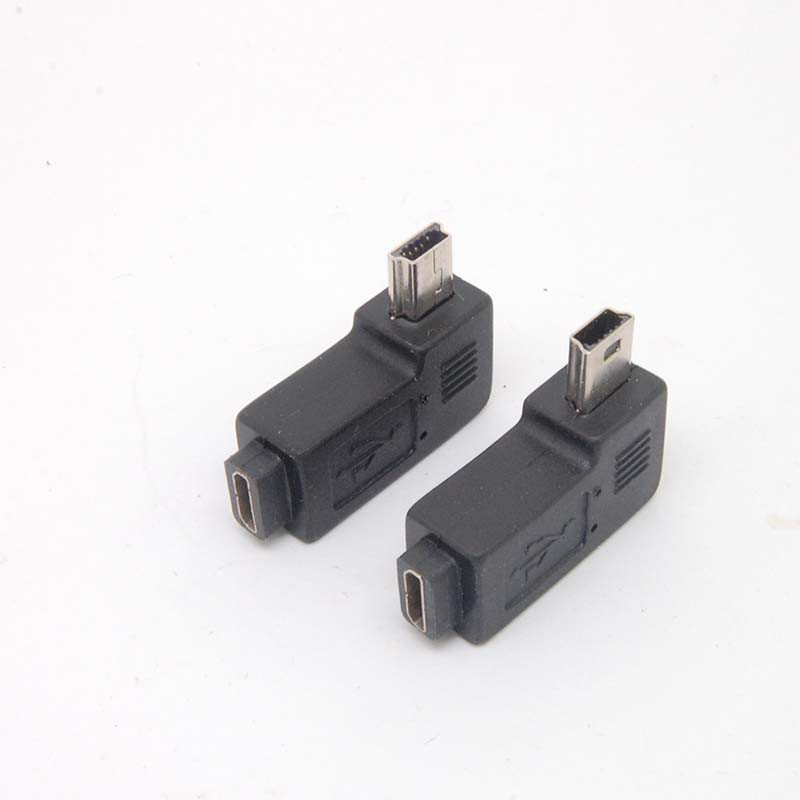 Mini USB 2.0 Type-A ชาย Micro USB 2.0 Type-B หญิง 90 องศามุมขวา/ซ้ายอะแดปเตอร์ชาร์จข้อมูล -4056