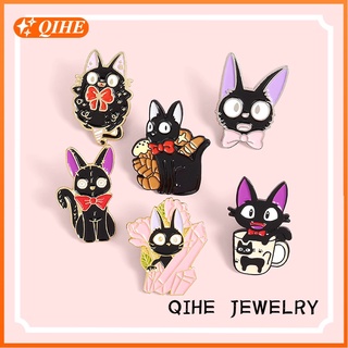 Kawaii Hayao Miyazaki Anime Kikis Delivery Service Black Cat Doll Enamel  Pins  Alloy   Buckle  Brooch  Badge Bag  Accessories