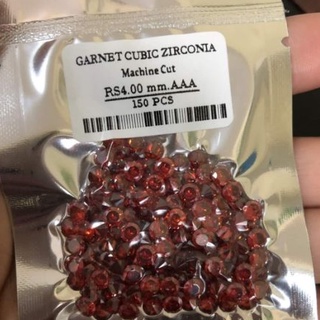 เเพ็ค 150 เม็ด ขนาด 4.00 มิล (25ตัง)🌟 GARNET CZ /เพชรรัสเซียโกเมนเจียเหลี่ยมก้นเพชร เกรดพลอยคุณภาพ