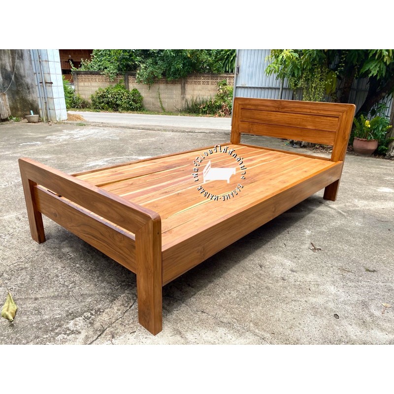 เตียงไม้สัก 3.5 ฟุต ส่งฟรี ‼️ยกเว้นภาคใต้