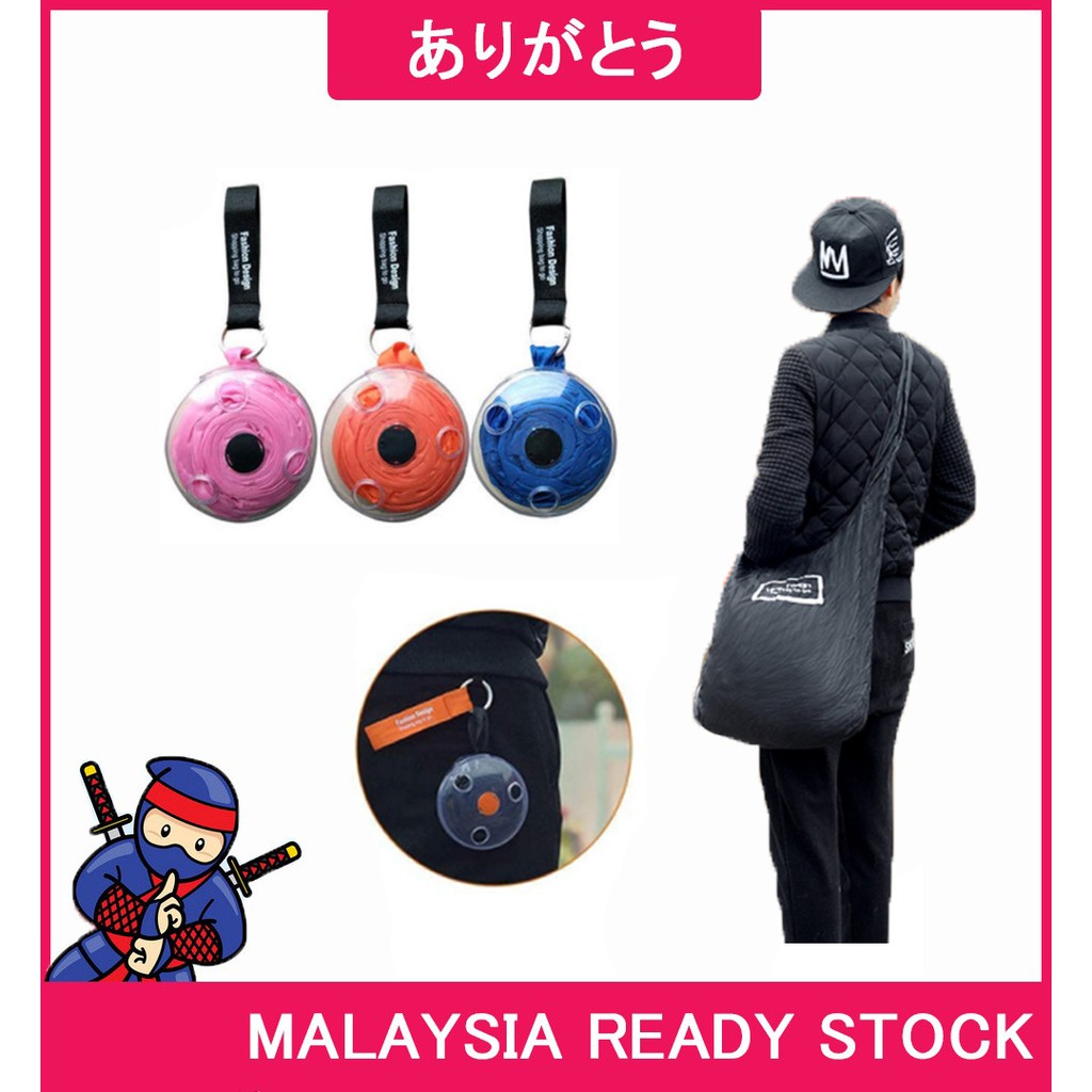 Arigatou Space Saving Folding Roll Up Shopping Bag กระเป๋าเดินทาง Eco Reusable Plastic Tote Pouch Re