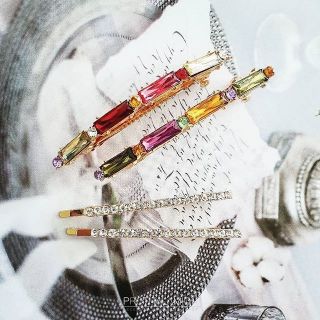Classy Colorful Diamond Gold Hair Clips Set : เซต กิ๊บ ติดผม สีทอง ประดับ เพชร