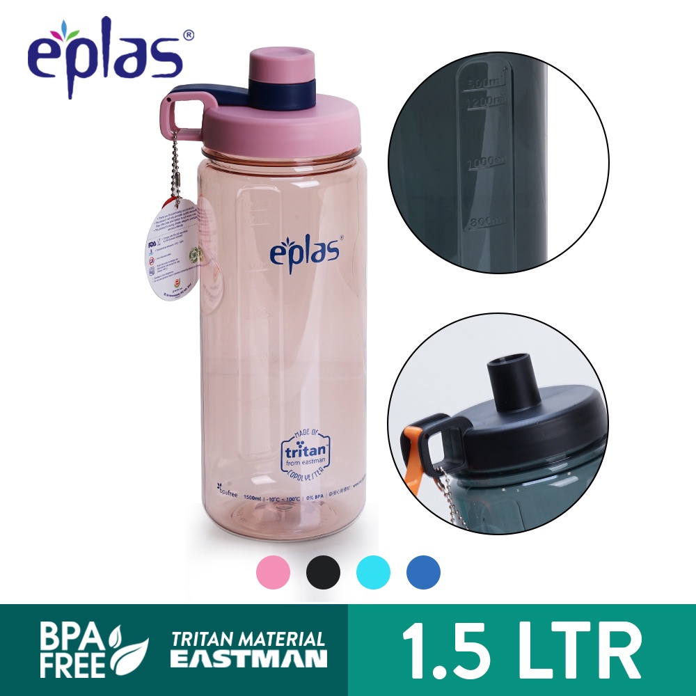 Eplas ขวดน้ําดื่ม ปลอด BPA ขนาดใหญ่ แบบพกพา หรูหรา (1500 มล.)