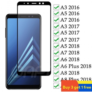 กระจกนิรภัย แบบเต็มจอ สําหรับ Samsung A01 Core A3 A5 A6 A7 A8 A8S A9 A72 M12 A10E Star Pro Lite Plus 2017 2018 2019 Screen 0