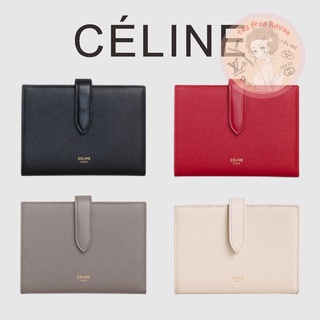 Shopee ลดกระหน่ำ 🔥ของแท้ 100% 🎁Celine Brand New STRAP Medium Grained Calfskin Wallet