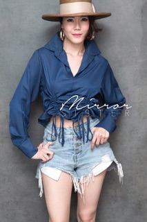 Code : Mirr00 เสื้อเชิ้ตครอป เชิ้ตทรงเก๋ งานป้าย mirrorsister