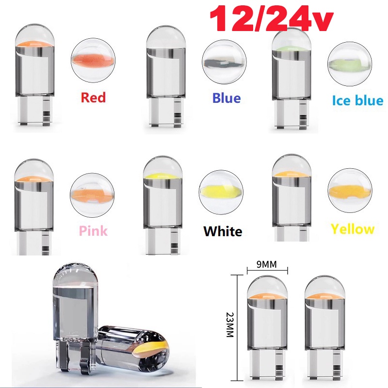 【🌞ส่งไว มีCOD】หลอดไฟ LED 194 168 COB SMD 12V 24V T10 W5W 6000K 12V สีส้ม สีฟ้า สําหรับติดรถยนต์ 1 ชิ