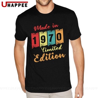 [S-5XL] Gdf21a3 เสื้อยืดแขนสั้น คอกลม ผ้าฝ้าย พิมพ์ลาย Made In 1970 Retro 50th Birthday 50 Years Old Bday สีแดง สไตล์วิน