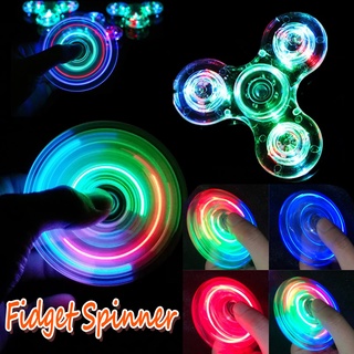 ✨COD✨ของเล่นเด็ก Fidget Spinner ลูกข่างปั่น พร้อมไฟ LED ของขวัญ ไฟหลากสี