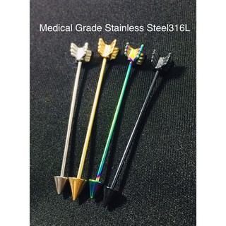 จิวดามหูธนู ยาว 5 cm.ก้าน 1.2 มิล วัสดุ Medical Grade Stainlees Steel316Lสำหรับผิวแพ้ง่าย ราคา/ชิ้น