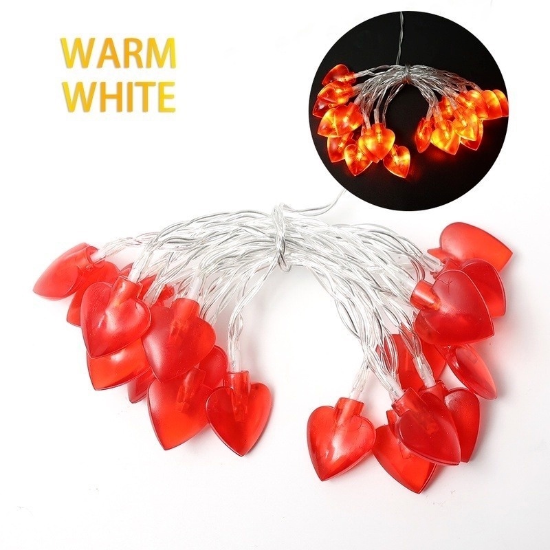 2m Valentine Love Heart-shaped String Lights LED Battery Operated Lamp ...