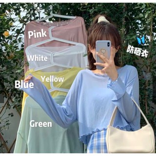 (พร้อมส่ง🦋)เสื้อแขนยาวผ้าชีฟองเนื้อทรายใส่คลุมไม่ร้อน/อ่านรายละเอียดด้วยน้า 149บาท สีขาว