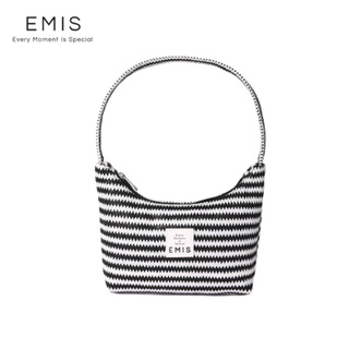 [EMIS] 22ss raphia hobo Bag_กระเป๋าสะพายไหล่ สีดํา