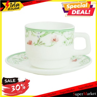 🔥แนะนำ!! ยูเอส ชุดแก้วกาแฟ โอฟิเลีย เซ็ต 2 ชิ้น รุ่น OPL-012 คละลาย US Opal Glass Coffee Cup &amp; Saucer Set Ophelia 2 pcs