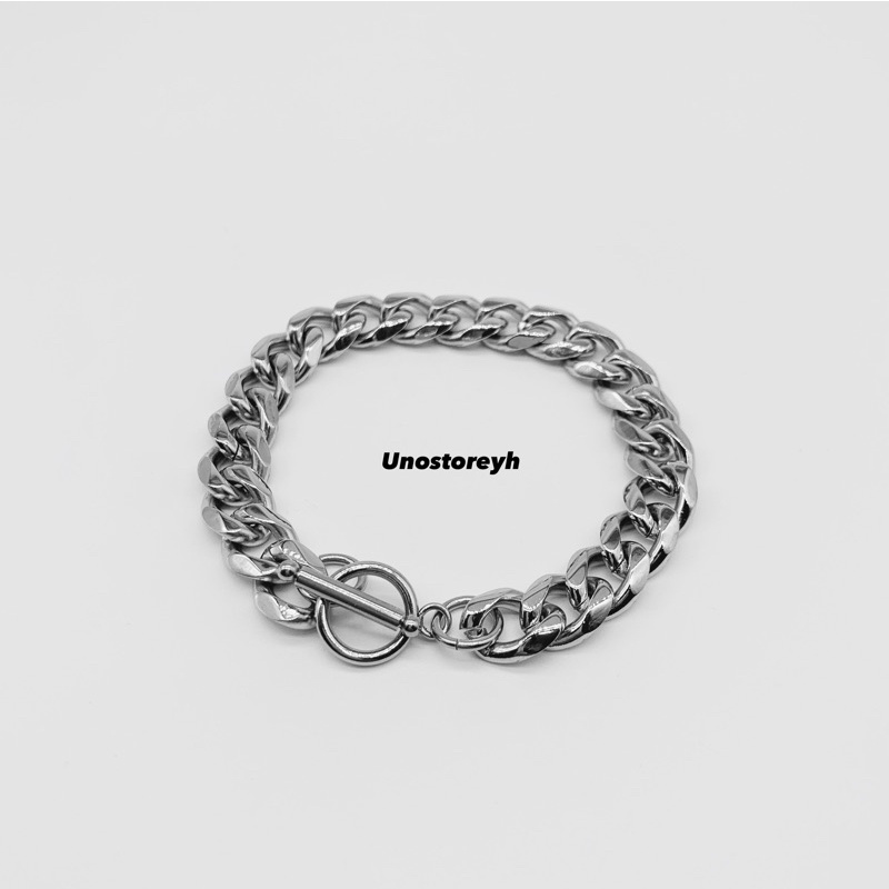 ข้อมือสแตนเลสห่วงขอบโค้ง ตัวล็อคOI กว้าง1ซม. UNO026