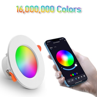 【UNOLUX】RGB โคมดาวน์ไลท์ LED ทรงกลม, ไฟเพดานอัจฉริยะ, หรี่แสงได้, เปลี่ยนสีได้, สำหรับติดตั้งบนเพดาน