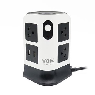 อุปกรณ์ไฟฟ้า ปลั๊กพ่วง รางปลั๊กไฟทาวเวอร์ 7 ช่อง 2 สวิตช์ 2 USB VOX 3 เมตร มีคุณภาพผ่านมาตรฐาน