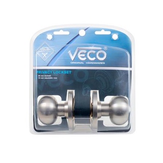 FREE HOME ลูกบิดห้องน้ำ VECO 3691SS-BK หัวจัน สีสเตนเลส ลูกบิดประตู กลอนประตู ลูกบิดกลอนประตู