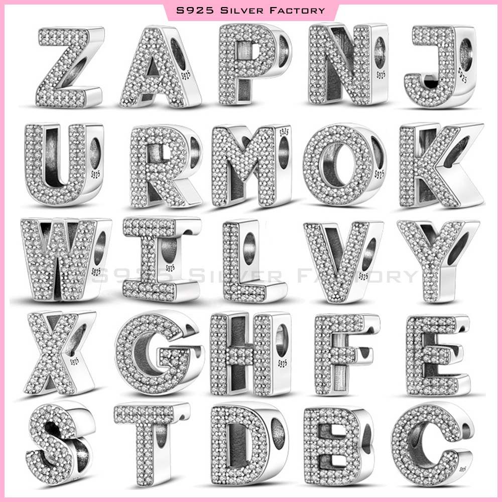 เครื่องประดับเงิน S925 จี้เพทาย รูปตัวอักษร ประดับเพชร แฮนด์เมด DIY สําหรับผู้หญิง