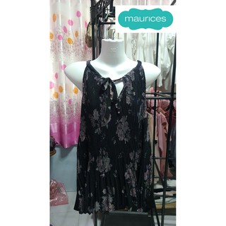 เสื้อแขนกุดผูกโบว์ด้านหน้า ผ้าอัดพลีท ป้าย maurices