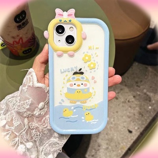 เคสโทรศัพท์มือถือแบบใส กันกระแทก ลายการ์ตูนเป็ดน้อยว่ายน้ํา สําหรับ Apple 12promax 13pro11 xr 7plus