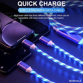 Bkwahale 3 In 1 Usb สายชาร์จอย่างรวดเร็ว Led สําหรับ Xiaomi Samsung