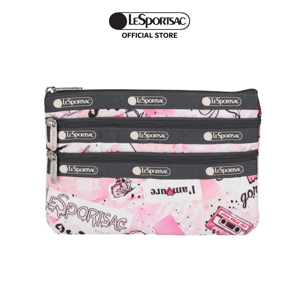 Lesportsac 3 Zip Cosmetic Bag กระเป๋าเครื่องสำอาง Style 7158 Shopee