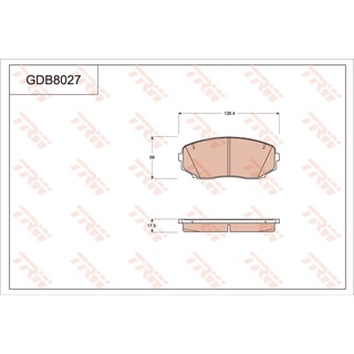 ผ้าดิสเบรคหน้า MITSUBISHI PAJERO SPORT 2015- MAZDA CX-5 KF 2017- CX-7 2006- CX-9 2006- GDB8027 TRW