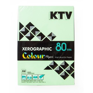 กระดาษสีถ่ายเอกสาร A4 80 แกรม เขียว (500แผ่น) KTV Copy color paper A4 80 gram green (500 sheets) KTV