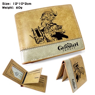 Genshin Impact Jean Gunnhildr กระเป๋าสตางค์ ใบสั้น หนัง Pu ลายการ์ตูน สีเหลืองอําพัน เหมาะกับของขวัญ สําหรับผู้ชาย และผู้หญิง