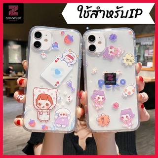 -พร้อมส่งในไทย-เคสซิลโคนสกรีนลายการ์ตูน น่ารักๆ TPU นิ่ม ใช้สำหรับIPทุกรุ่น #824