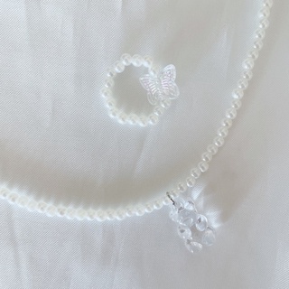 [พร้อมส่ง] สร้อยคอลูกปัดมุก จี้หมี (แหวนลูกปัด)