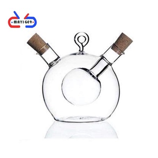 Olive Oil and Vinegar Dispenser 2 in 1 Kitchen Glass Bottle Oil and Vinegar Bottle with Cork Stopper