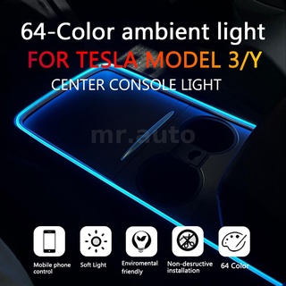 แถบไฟนีออน LED RGB 12V อุปกรณ์เสริม สําหรับตกแต่งภายในรถยนต์ Tesla Model Y Model 3