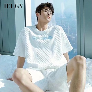 IELGY เสื้อยืดลําลอง แขนสั้น สองชิ้น สําหรับผู้ชาย เหมาะกับการเล่นกีฬา