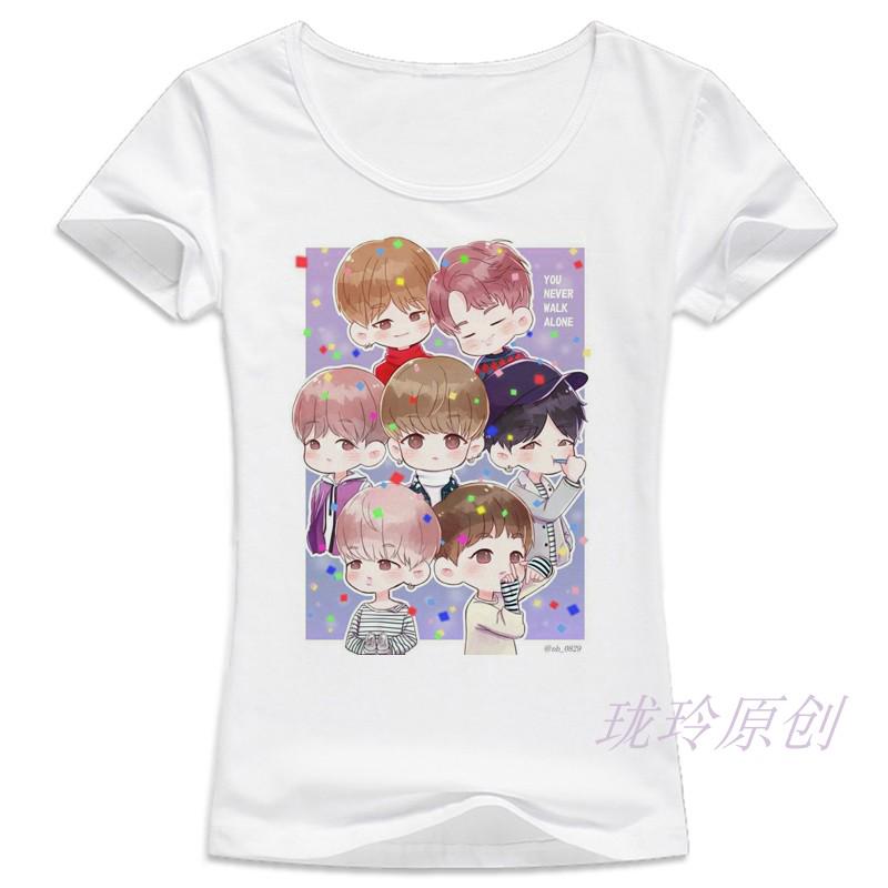 new bts kpop tshirt  ความอบอุ่นที่ยั่งยืน  เสื้อผ้าแฟชั่นผู้หญิง เสื้อ เสื้อยืด woman