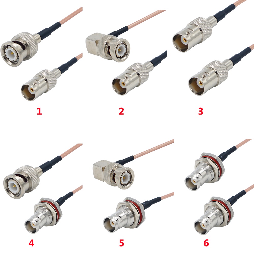 Bnc ตัวเมีย เป็น BNC ตัวผู้ มุมขวา HD-SDI สายเคเบิล RG316 RF โคแอ็กเชียล โคแอ็กเชียล เสาอากาศ พิกเทล จัมเปอร์ 50 โอห์ม BNC อะแดปเตอร์เชื่อมต่อ
