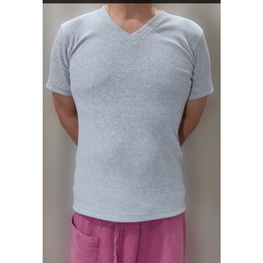 Tulio#เสื้อยืดคอวี🔥ผ้า CVC Rib Knit 1 x 1🔥ไอเทมแนะนำ ในวันสบายๆ🌈ใส่ได้ทั้งชายและหญิง ขนาด M-L