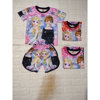 ชุดเบวซ่าแอนนาลายหน้าหลัง(5-8)ผ้าลื่น พร้อมส่ง