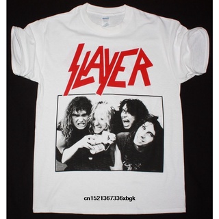 เสื้อยืดผ้าฝ้ายพิมพ์ลายเสื้อยืด พิมพ์ลายวง Slayer Dave Lombardo Jeff Hanneman Tom Araya Kerry King 2018 สีขาว สําหรับผู้