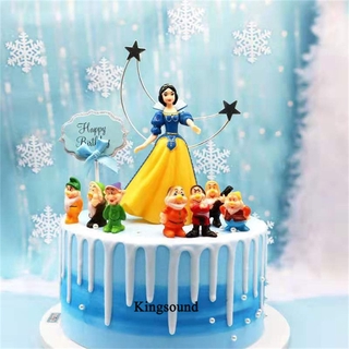 ท็อปเปอร์เค้ก ลายการ์ตูน Snow White and Dwarf People All 7 สําหรับตกแต่งเค้กวันเกิดเด็ก ครอบครัว