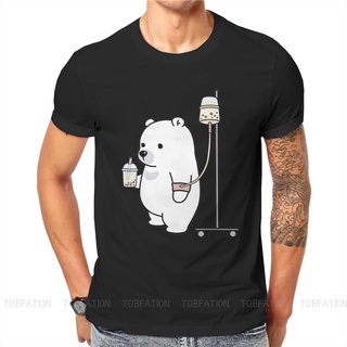 เสื้อยืดโอเวอร์ไซส์เสื้อยืดผ้าฝ้าย แขนสั้น คอกลม พิมพ์ลาย Bubble Tea Lover Boba Bear Loves Boba สไตล์คลาสสิก สําหรับผู้ช