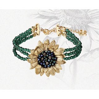 Dainty Me Sunflower Bracelet สร้อยข้อมือดอกทานตะวันสีเขียวทอง