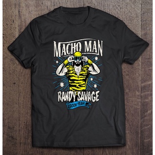 เสื้อยืดผ้าฝ้ายพิมพ์ลายขายดี เสื้อยืด พิมพ์ลายกราฟิก Wwe Macho Man Randy Savage Oooh Yes สําหรับผู้ชาย