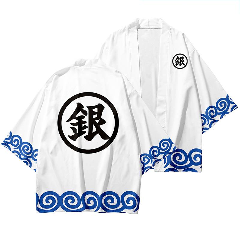 Yb GINTAMA กิโมโน Haori แขนยาวคอสเพลย ์ Gintoki Top Casual อะนิเมะแจ ๊ กเก ็ ต Unisex คาร ์ ดิแกน Plus ขนาด