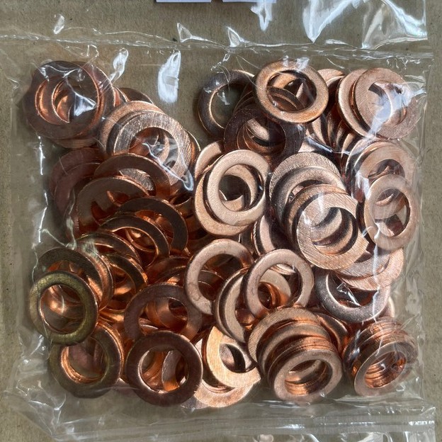 แหวนทองแดง รองน้ำมันเครื่อง อีแปะ เเหวนถ่ายน้ำมันเครื่อง ขายทีละ 10 ตัว - รูปที่ 2